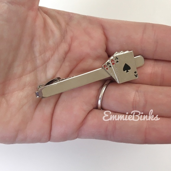 ✨3/$38 New Mens Playing Cards - Four Aces / All Aces / Aces Wild Silver Tie Clip - Picture 6 of 9